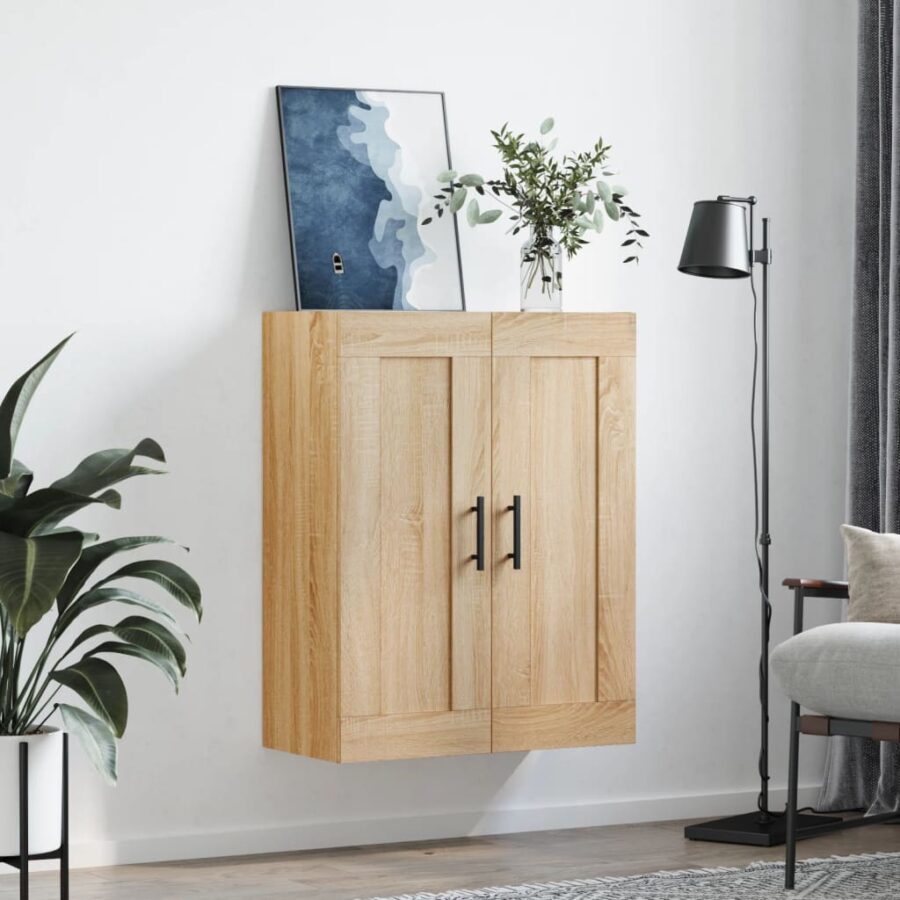 Wandkast 69,5x34x90 cm bewerkt hout sonoma eikenkleurig - Afbeelding 3