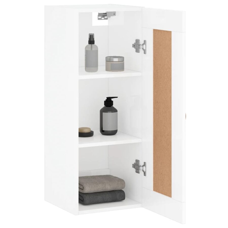 Wandkast 34,5x34x90 cm bewerkt hout hoogglans wit - Afbeelding 5