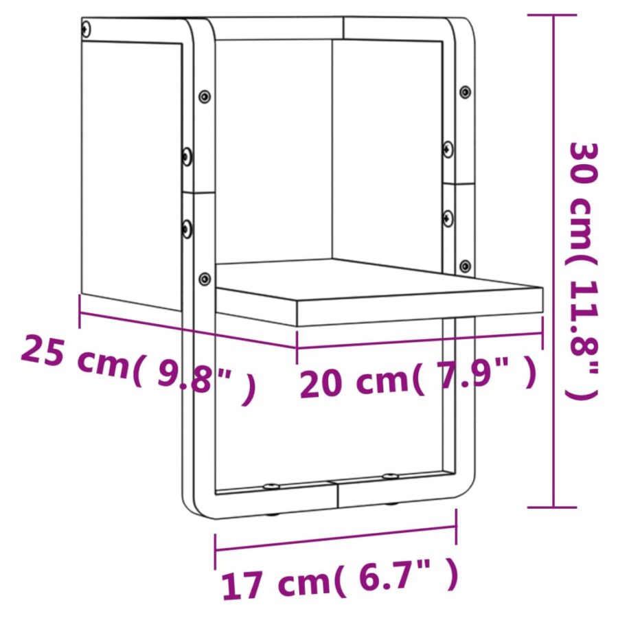 Wandschap met stang 20x25x30 cm gerookt eikenkleurig - Afbeelding 8