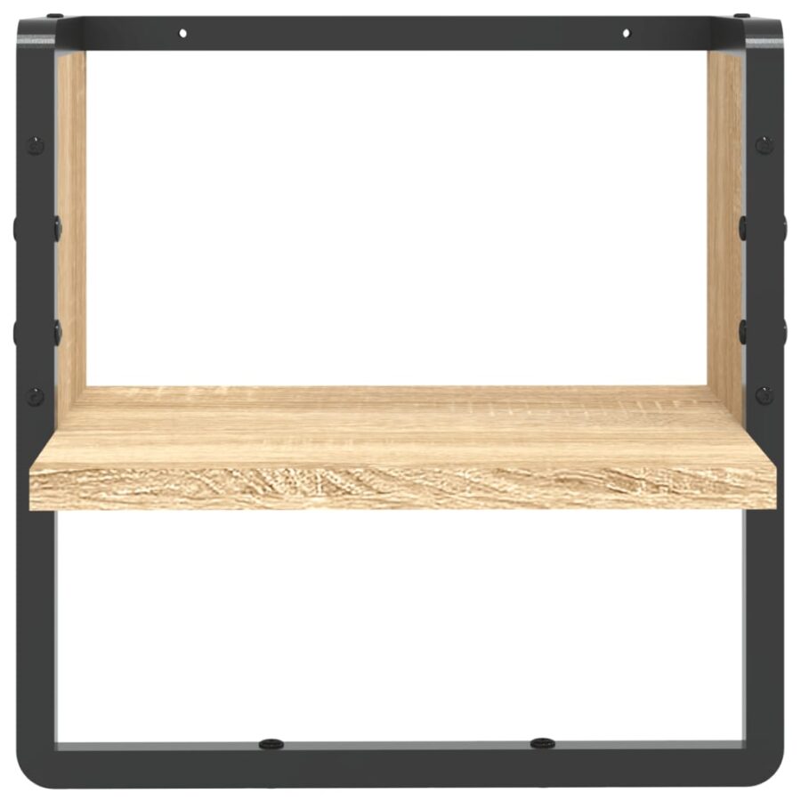 Wandschap met stang 30x25x30 cm sonoma eikenkleurig - Afbeelding 4