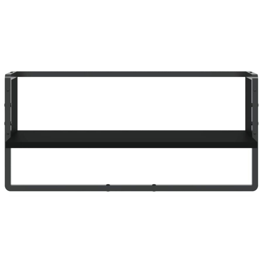 Wandschap met stang 65x25x30 cm zwart - Afbeelding 4