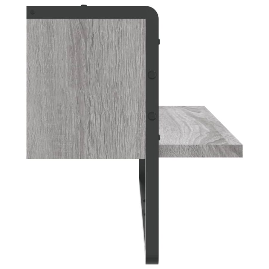 Wandschap met stang 65x25x30 cm grijs sonoma eikenkleurig - Afbeelding 5
