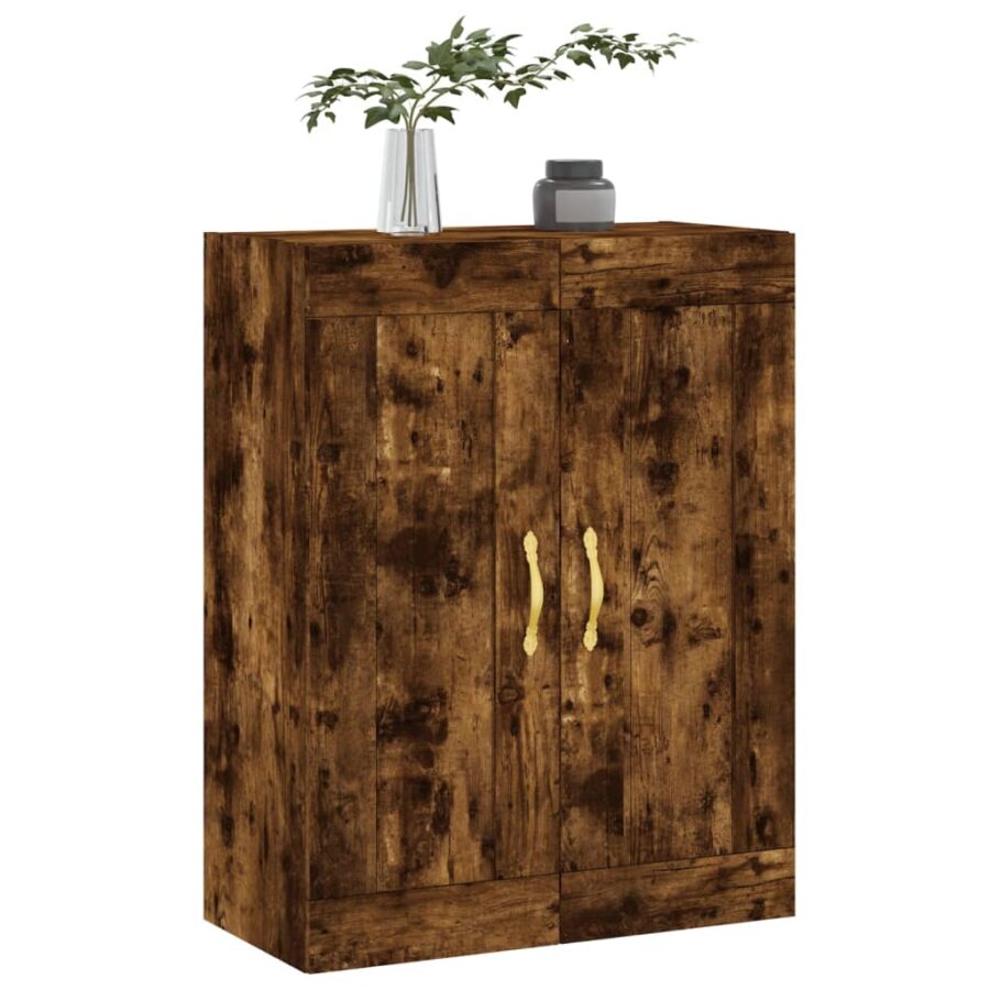 Wandkast 69,5x34x90 cm bewerkt hout gerookt eikenkleurig - Afbeelding 4
