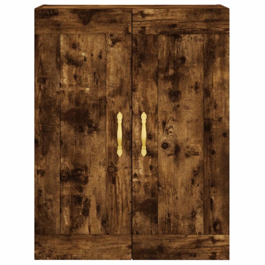Wandkast 69,5x34x90 cm bewerkt hout gerookt eikenkleurig - Afbeelding 7