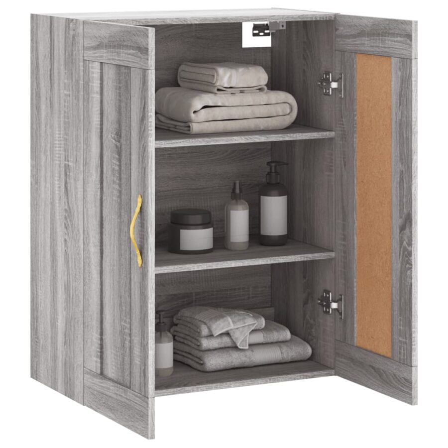 Wandkast 69,5x34x90 cm bewerkt hout grijs sonoma eikenkleurig - Afbeelding 5