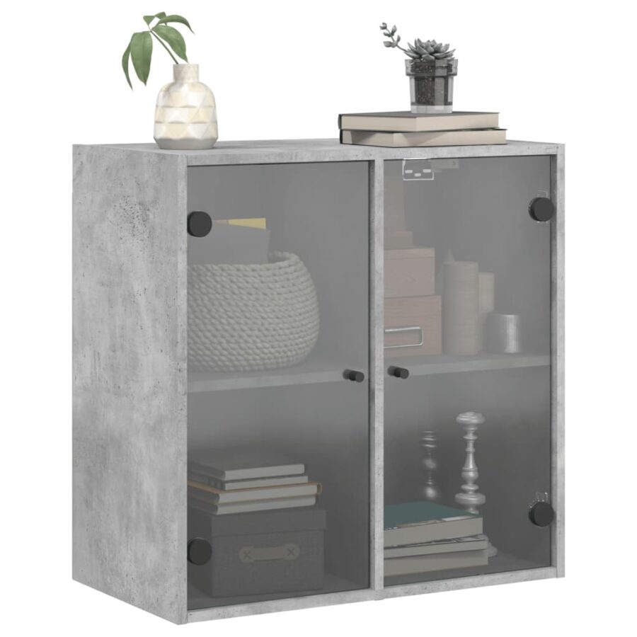 Wandkast met glazen deuren 68x37x68,5 cm betongrijs - Afbeelding 4