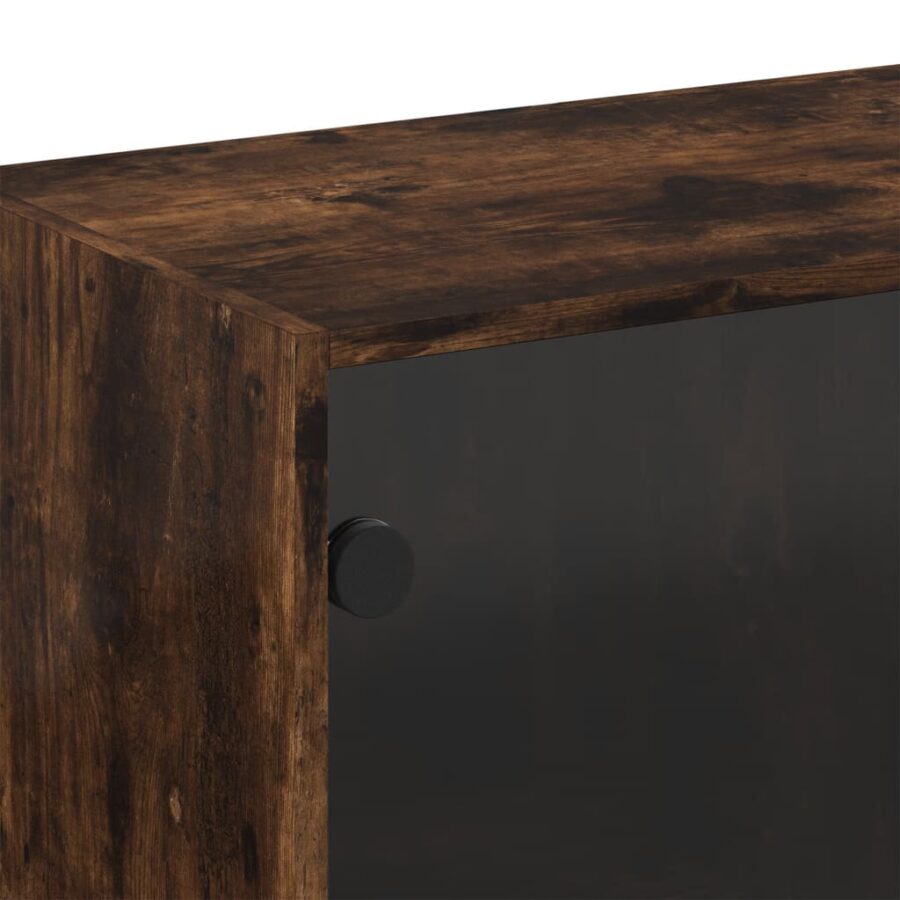 Wandkast met glazen deuren 68x37x68,5 cm gerookt eikenkleurig - Afbeelding 9