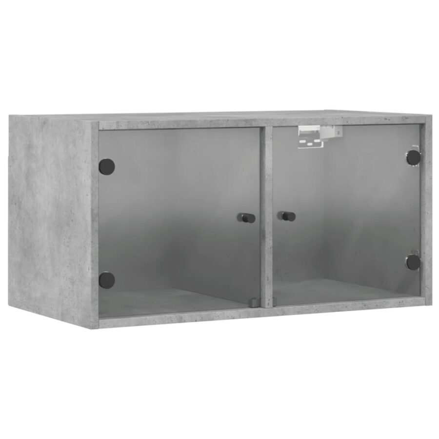 Wandkast met glazen deuren 68,5x37x35 cm betongrijs - Afbeelding 2
