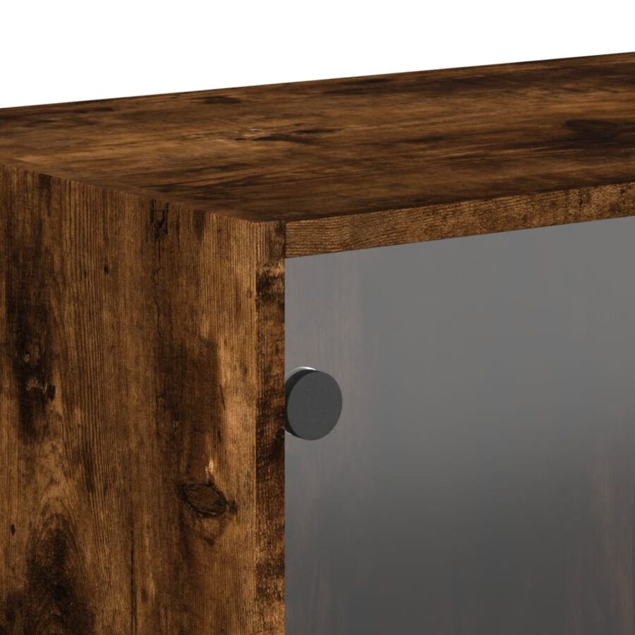 Wandkast met glazen deuren 68,5x37x35 cm gerookt eikenkleurig - Afbeelding 9