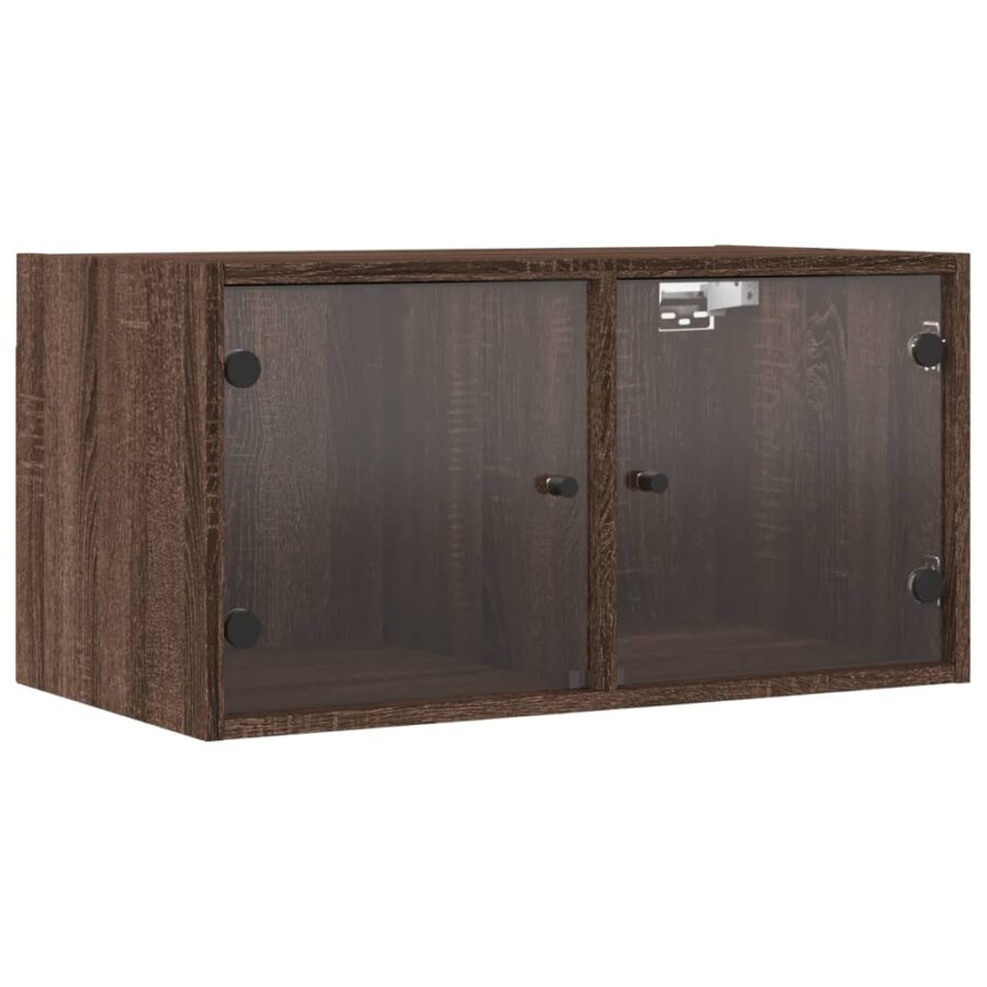 Wandkast met glazen deuren 68,5x37x35 cm bruin eikenkleur - Afbeelding 2