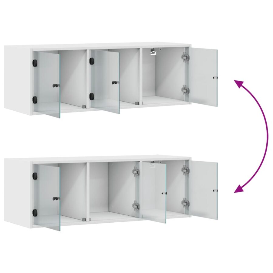 Wandkast met glazen deuren 102x37x35 cm wit - Afbeelding 11