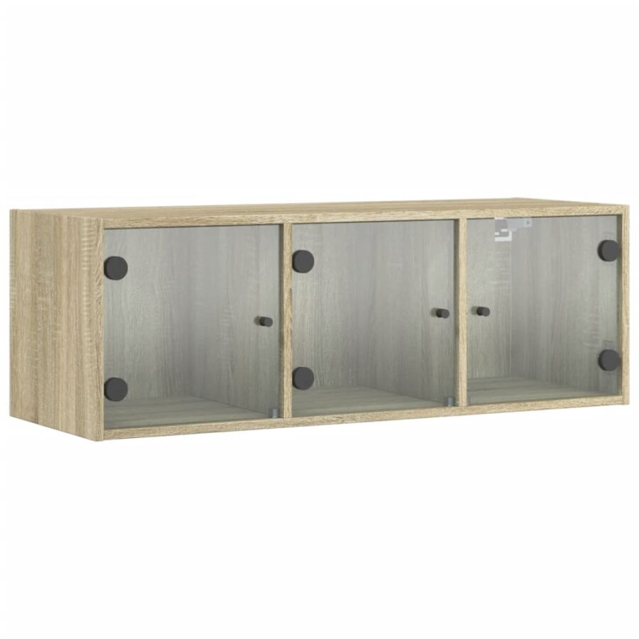 Wandkast met glazen deuren 102x37x35 cm sonoma eikenkleurig - Afbeelding 2