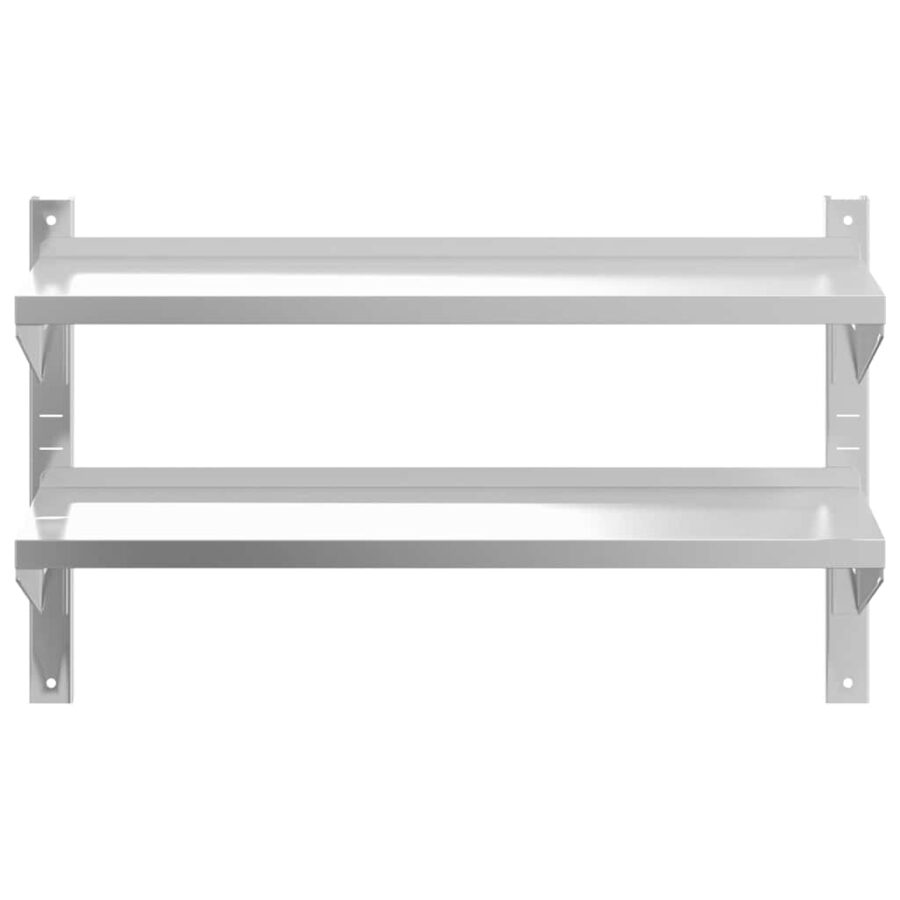 Wandschap 2-laags 100x23,5x60 cm roestvrijstaal zilverkleurig - Afbeelding 5