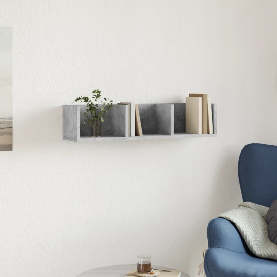Wandkast 75x18x16,5 cm bewerkt hout betongrijs - Afbeelding 3