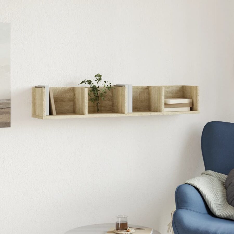 Wandkast 99x18x16,5 cm bewerkt hout sonoma eikenkleurig - Afbeelding 3