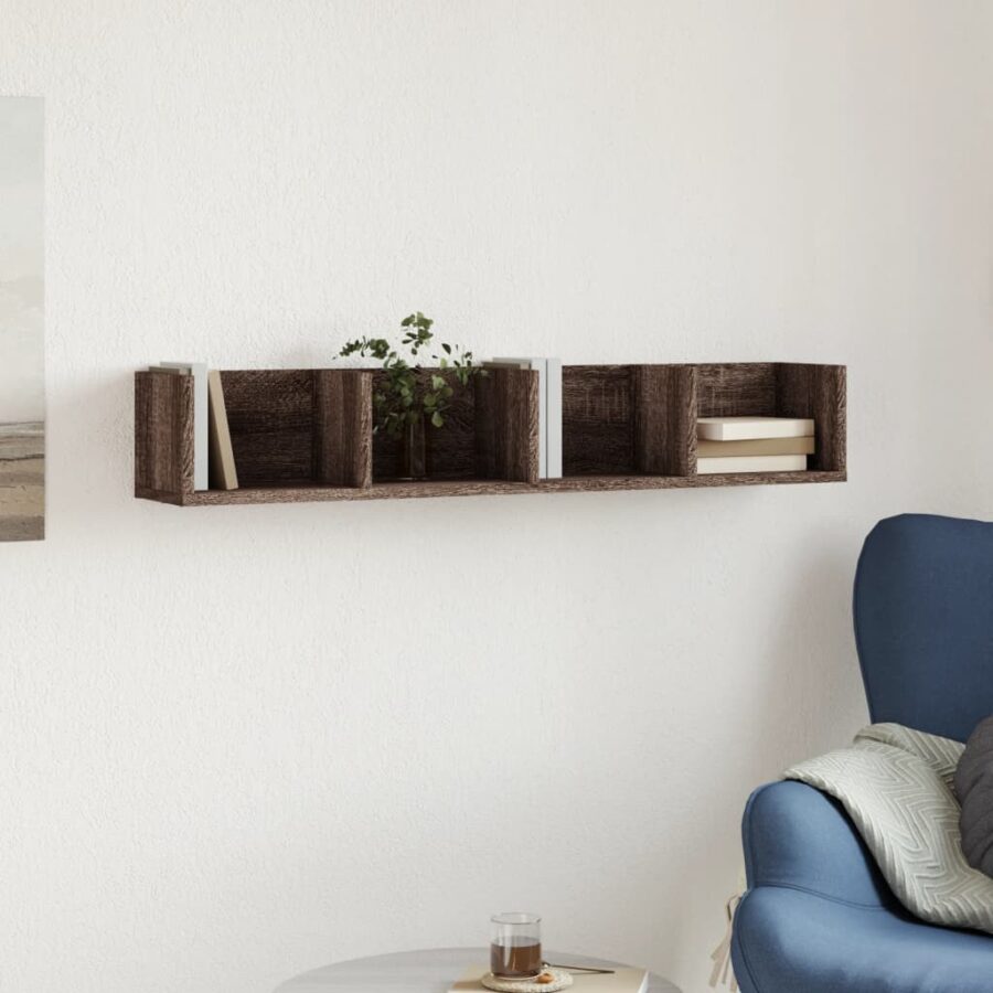 Wandkast 99x18x16,5 cm bewerkt hout bruin eikenkleurig - Afbeelding 3