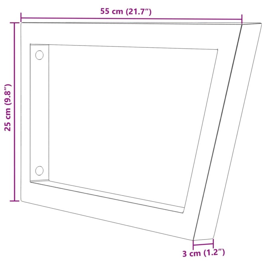 Wandbeugels voor wasbak 2 st trapezium staal wit - Afbeelding 9