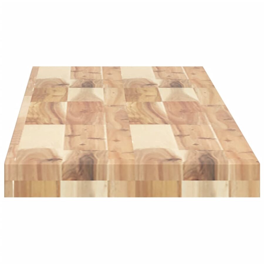 Wandschap zwevend 140x30x4 cm onbehandeld massief acaciahout - Afbeelding 5