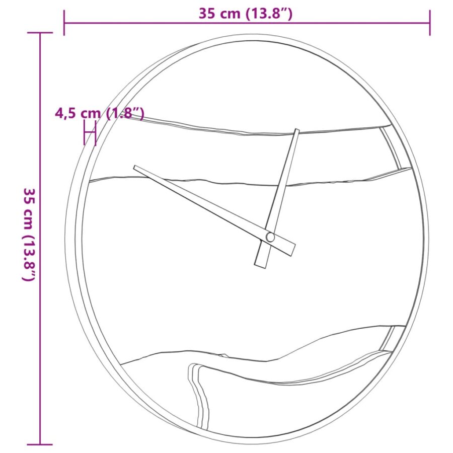 Wandklok Ø35 cm ijzer en olijfhout bruin - Afbeelding 7