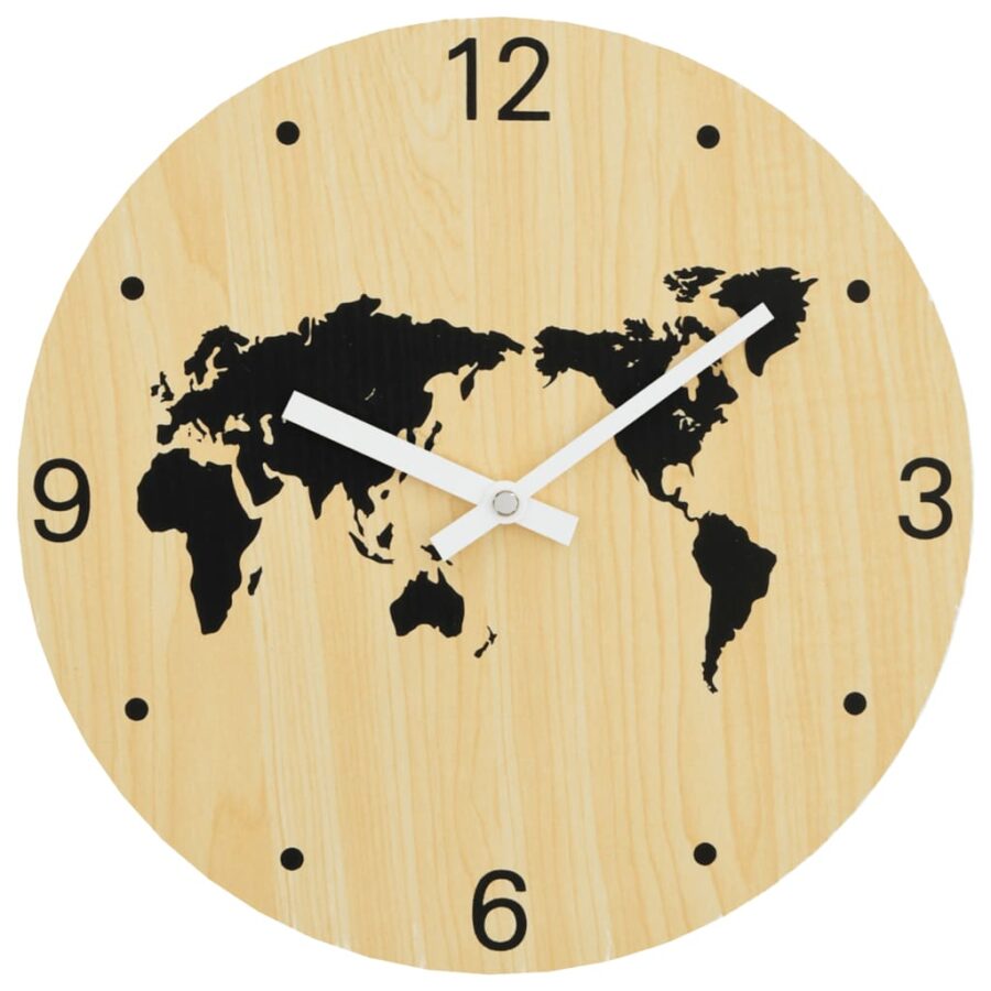 Wandklok Ø30 cm bewerkt hout geel en zwart - Afbeelding 2