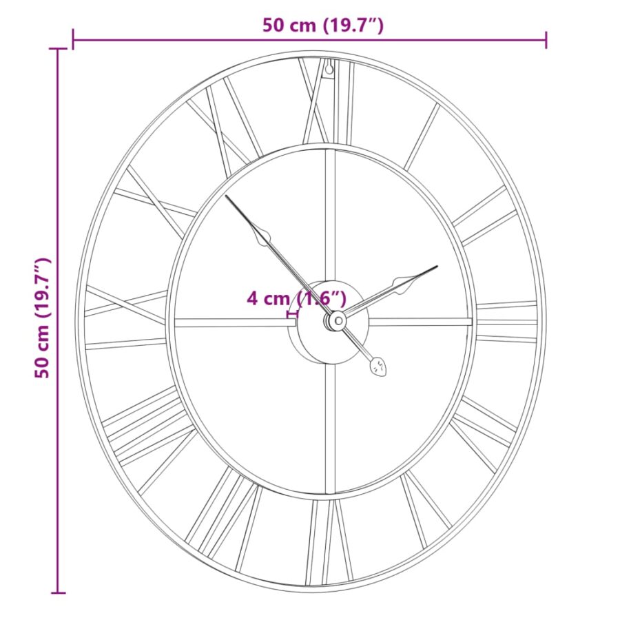 Wandklok Ø50 cm ijzer zwart - Afbeelding 7