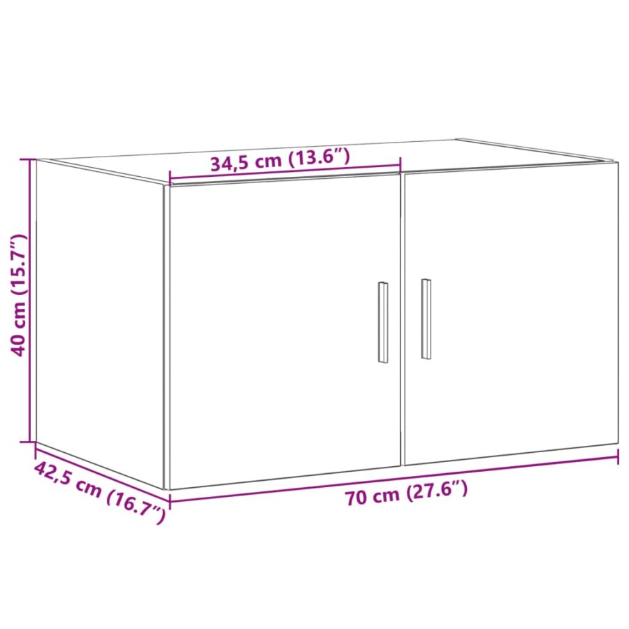 Wandkast 70x42,5x40 cm bewerkt hout gerookt eikenkleurig - Afbeelding 11