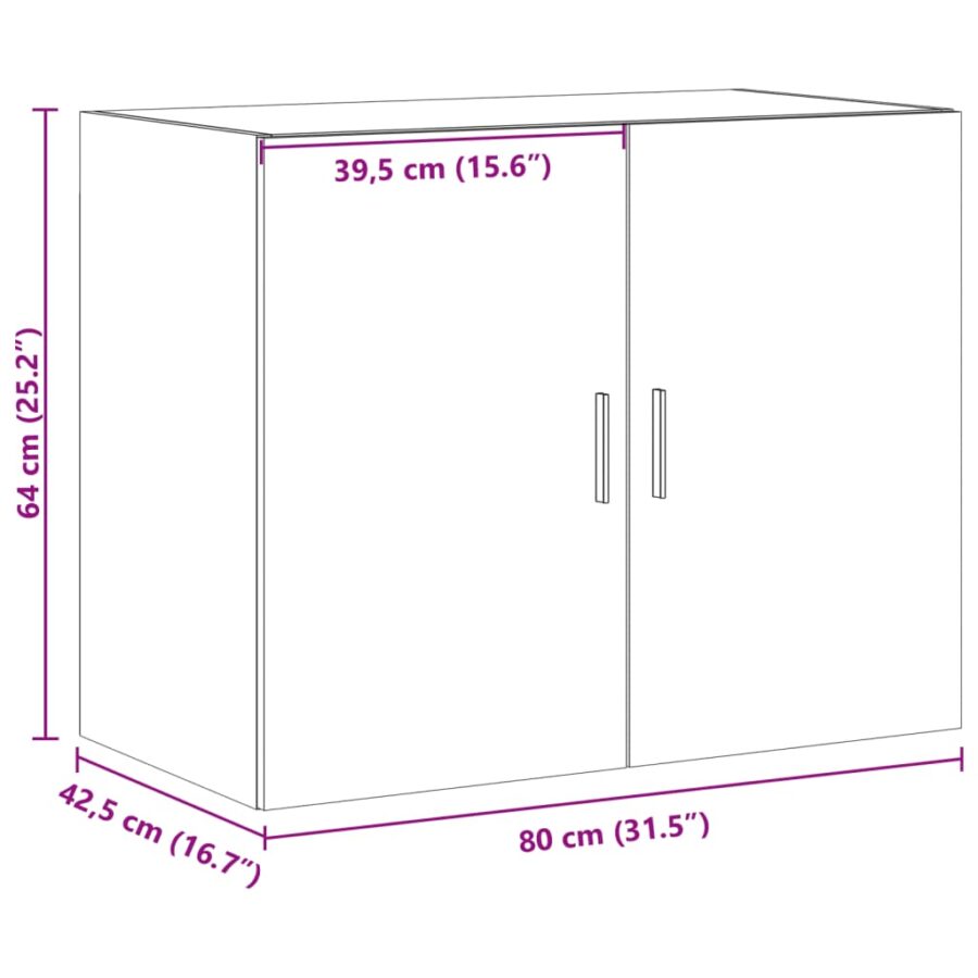 Wandkast 80x42,5x64 cm bewerkt hout grijs sonoma eikenkleurig - Afbeelding 11