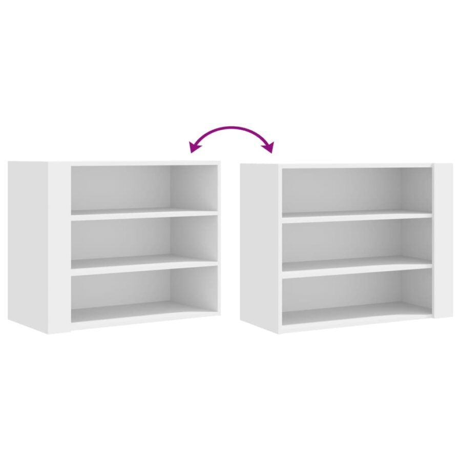 Wandkast 75x35x60 cm bewerkt hout wit - Afbeelding 7