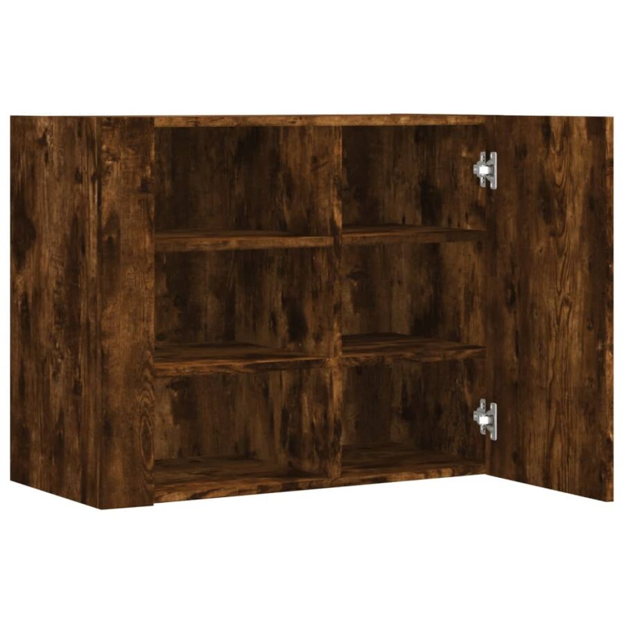 Wandkast 75x35x60 cm bewerkt hout gerookt eikenkleurig - Afbeelding 7