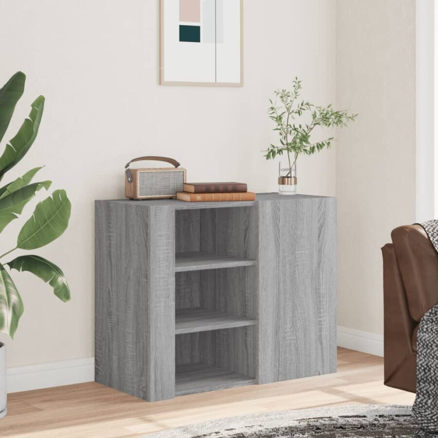 Wandkast 75x35x60 cm bewerkt hout grijs sonoma eikenkleurig - Afbeelding 3