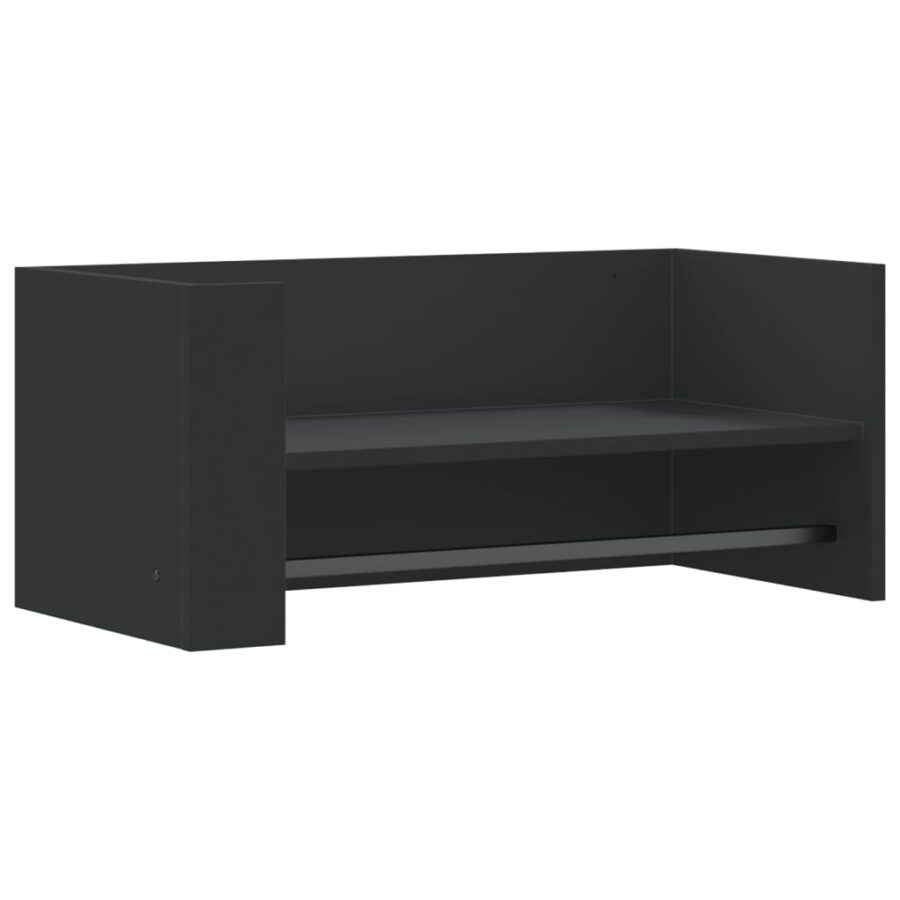 Wandschap 70,5x35x30,5 cm bewerkt hout zwart - Afbeelding 2