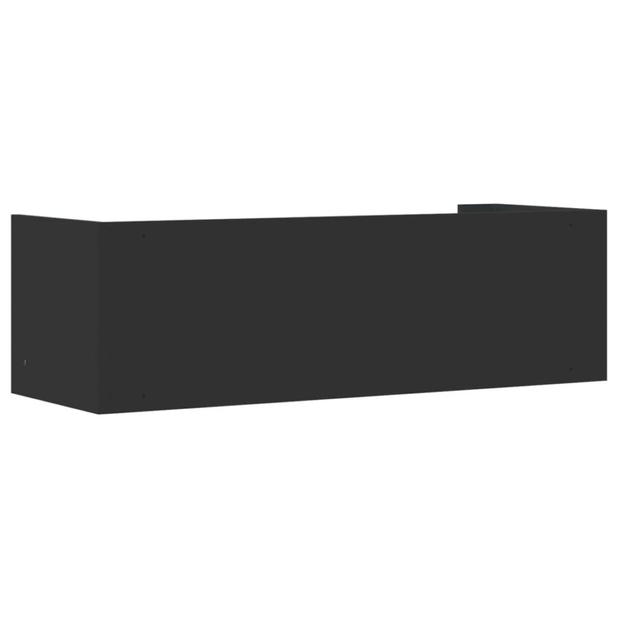 Wandschap 100x35x30,5 cm bewerkt hout zwart - Afbeelding 6
