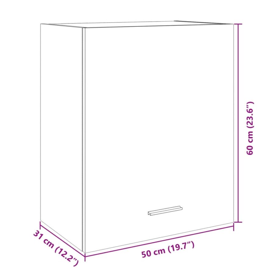 Wandkast 50x31x60 cm bewerkt hout sonoma eikenkleurig - Afbeelding 12