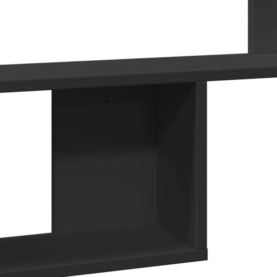 Wandschap 100x15x70 cm bewerkt hout zwart - Afbeelding 7