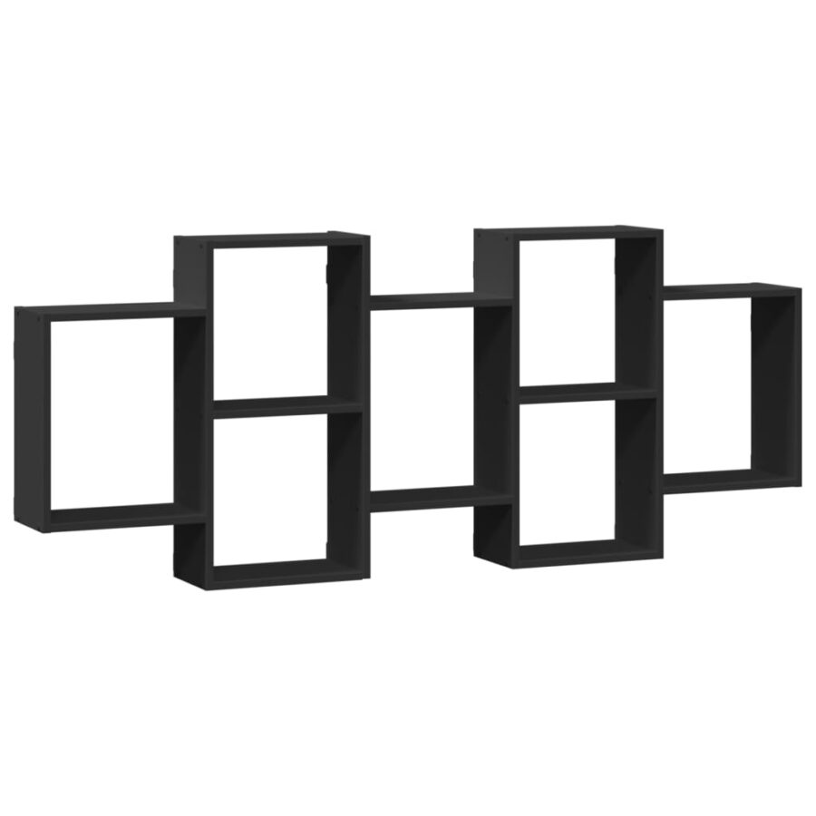 Wandschap 159x18x65 cm bewerkt hout zwart - Afbeelding 2
