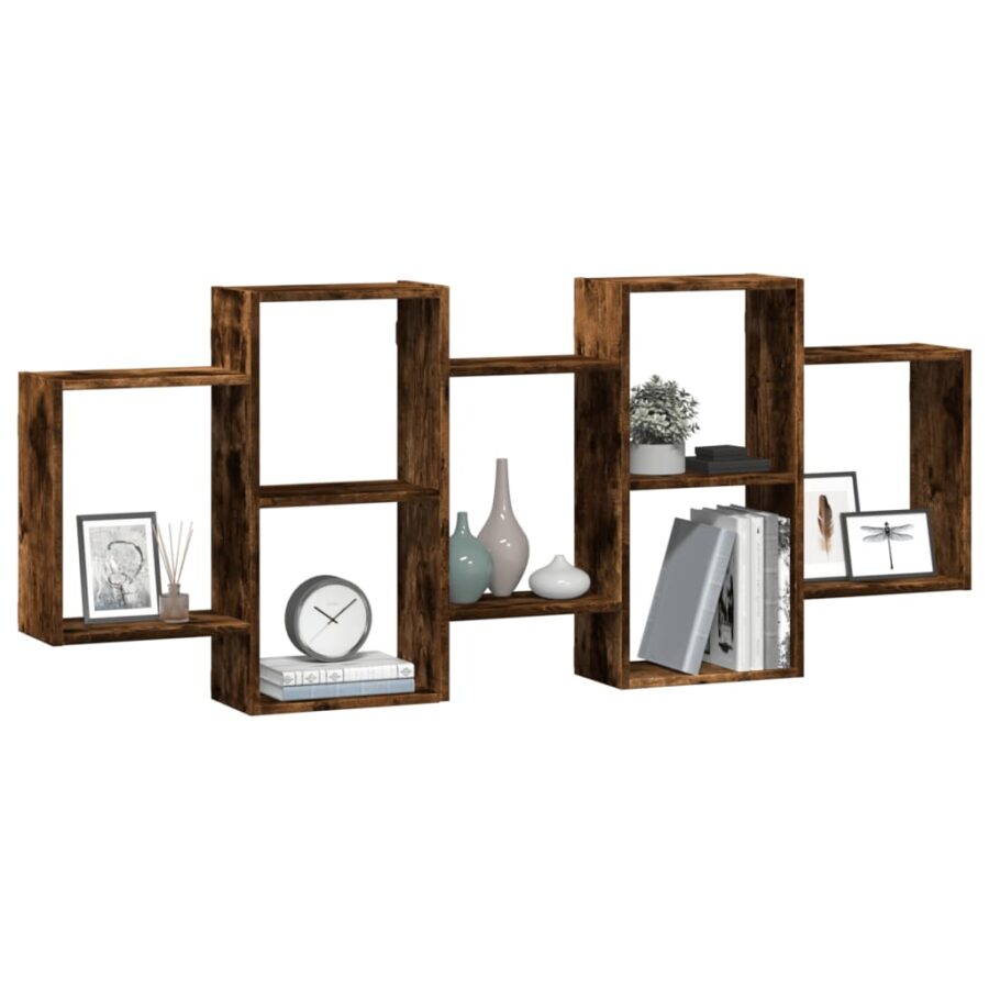 Wandschap 159x18x65 cm bewerkt hout gerookt eikenkleurig - Afbeelding 3