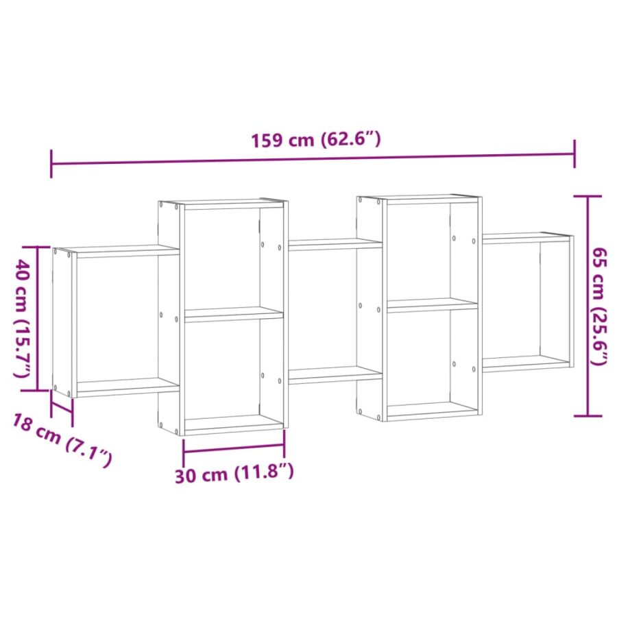 Wandschap 159x18x65 cm bewerkt hout bruin eikenkleurig - Afbeelding 10