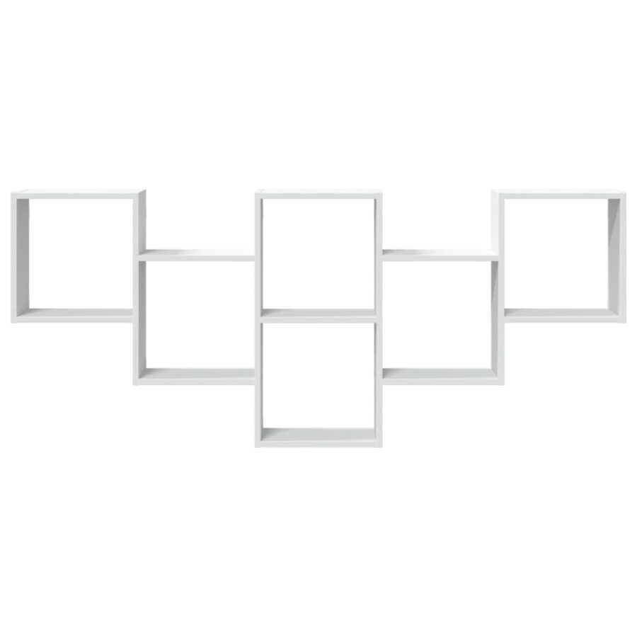 Wandschap 159x18x66 cm bewerkt hout wit - Afbeelding 4