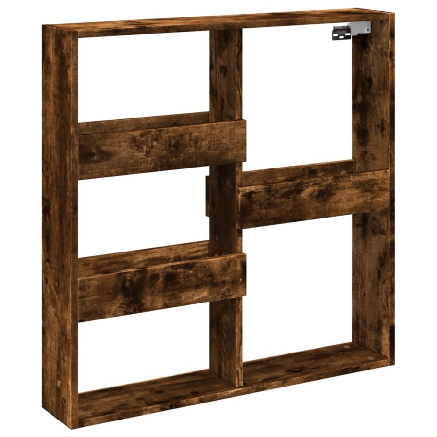 Wandkast 80x15x80 cm bewerkt hout gerookt eikenkleurig - Afbeelding 2