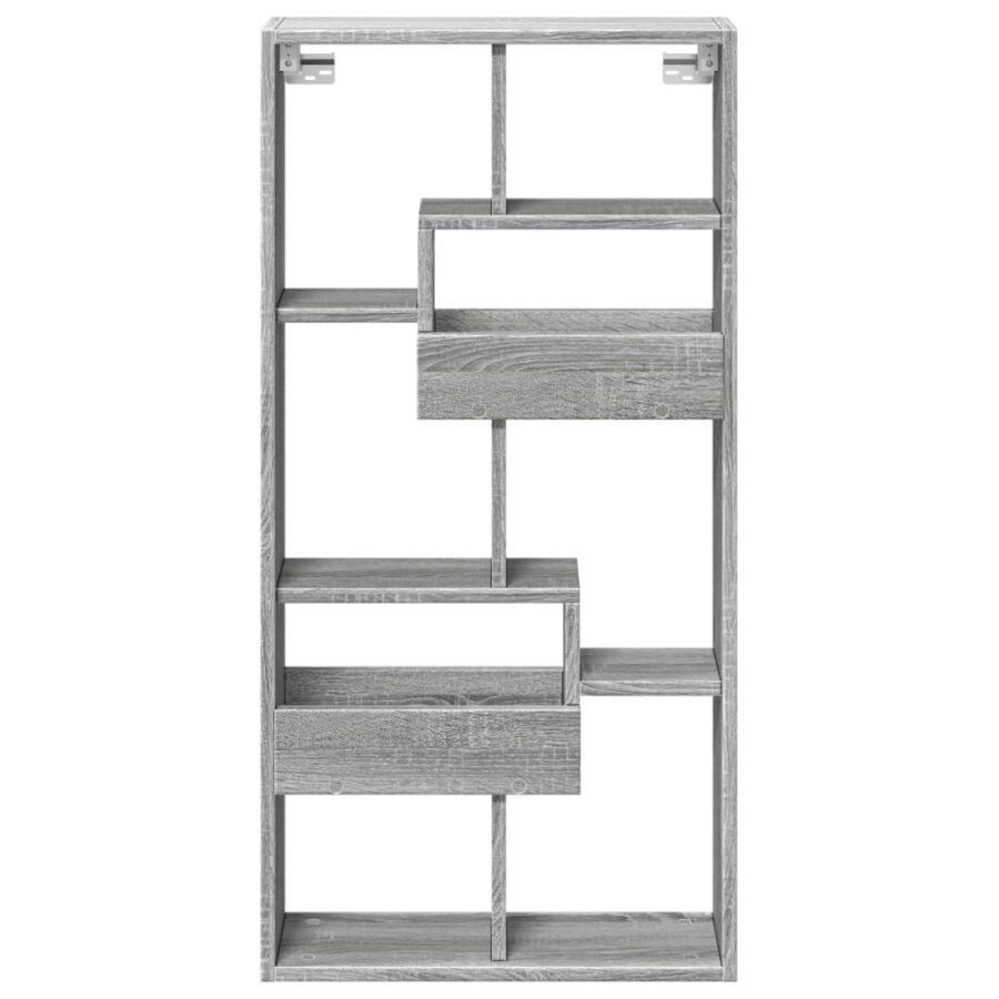 Wandkast 50x15x100 cm bewerkt hout grijs sonoma eikenkleurig - Afbeelding 4