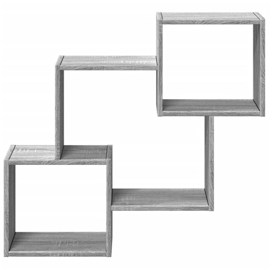 Wandkast 78x18x71 cm bewerkt hout grijs sonoma eikenkleurig - Afbeelding 4