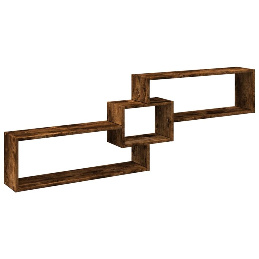 Wandkast 158x18x53 cm bewerkt hout gerookt eikenkleurig - Afbeelding 2