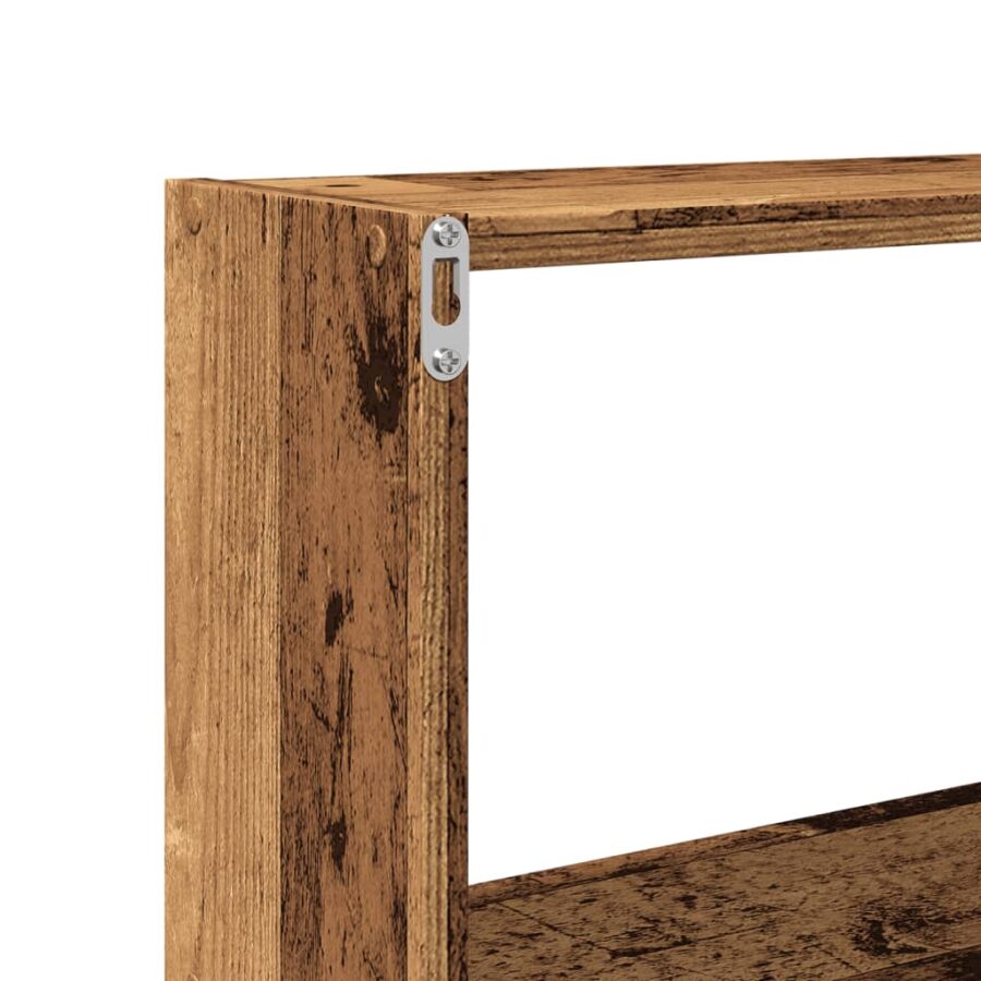 Wandkast 158x18x53 cm bewerkt hout oud houtkleurig - Afbeelding 8