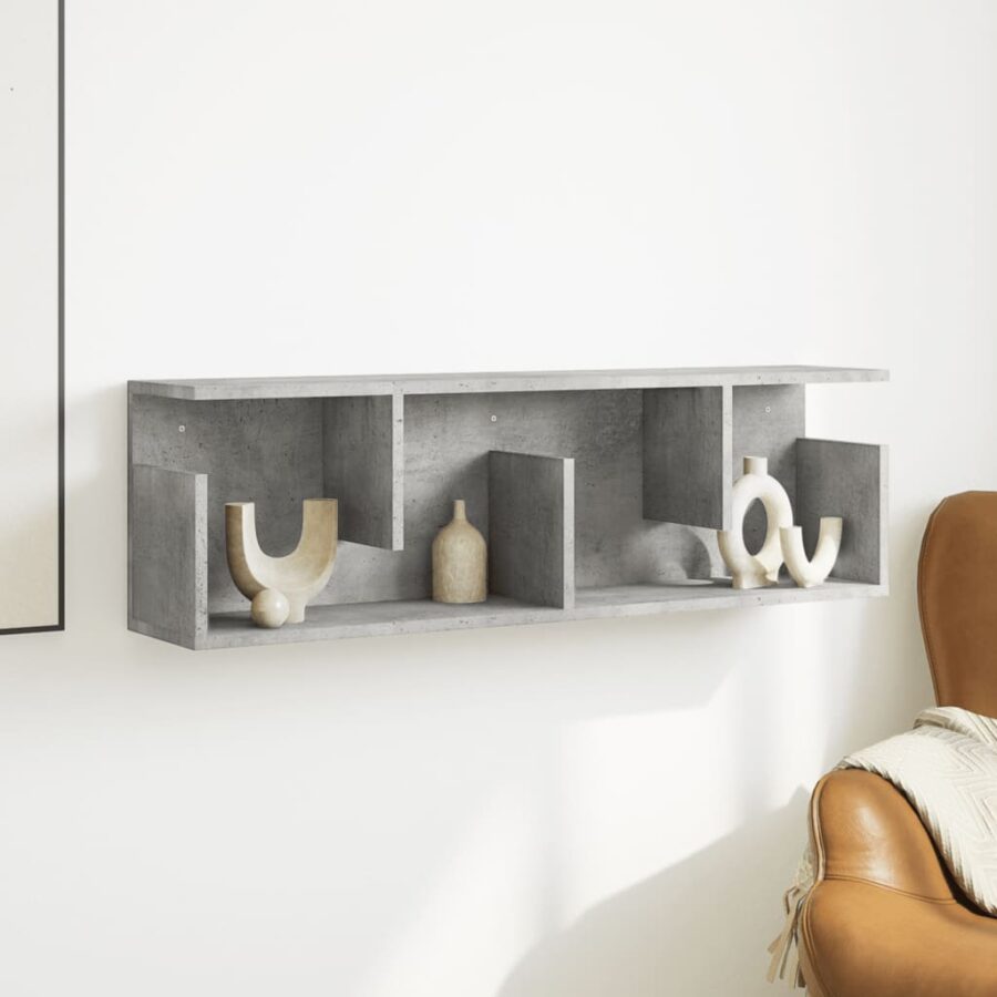 Wandkast 100x20x30 cm bewerkt hout betongrijs - Afbeelding 3