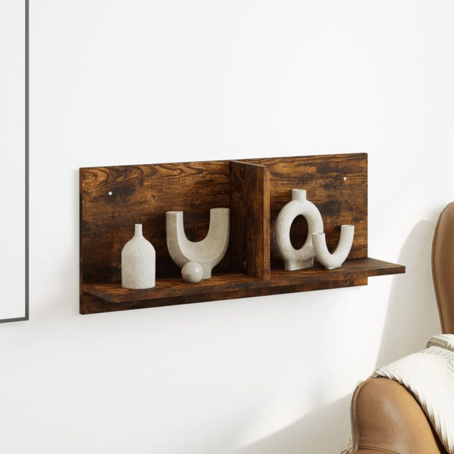 Wandkast 70x16,5x30 cm bewerkt hout gerookt eikenkleurig - Afbeelding 3