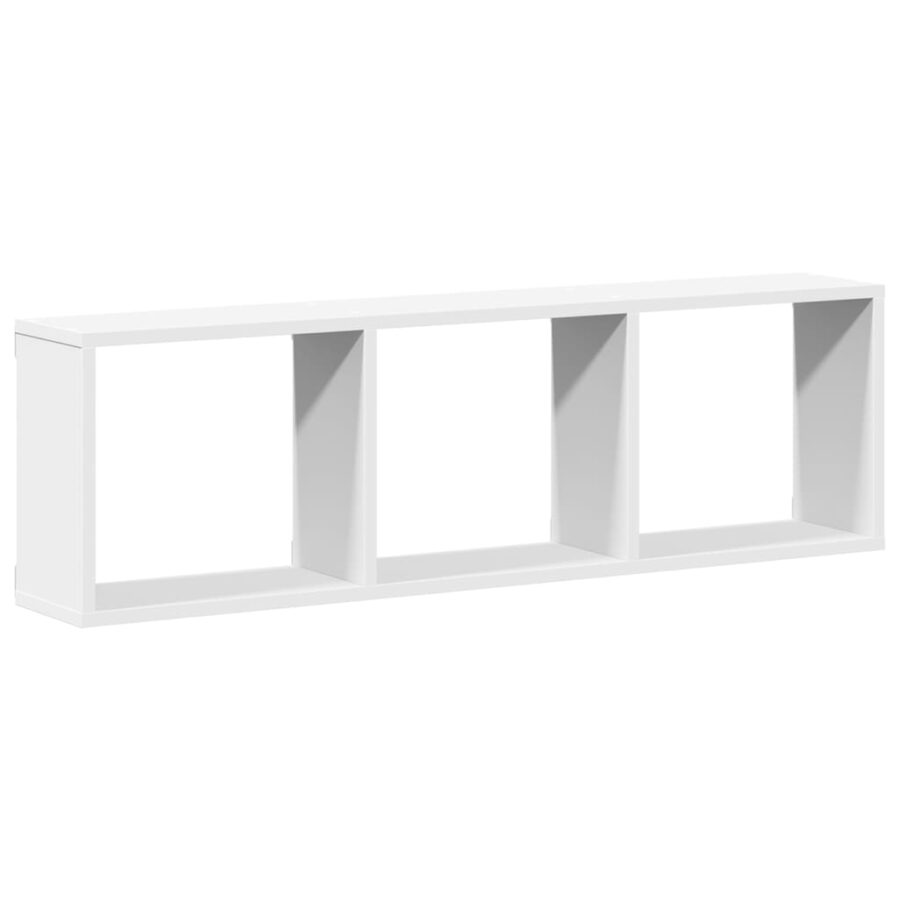 Wandkast 100x16x30 cm bewerkt hout wit - Afbeelding 2