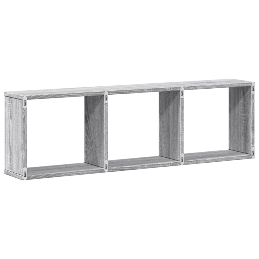 Wandkast 100x16x30 cm bewerkt hout grijs sonoma eikenkleurig - Afbeelding 6