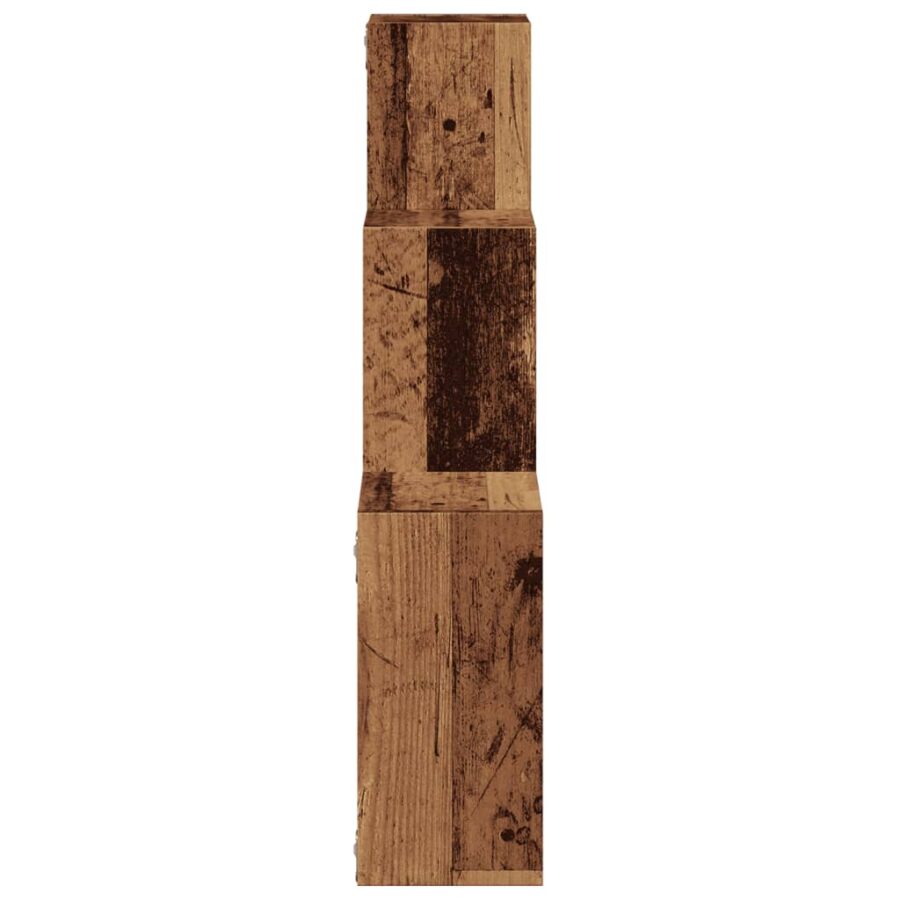 Wandplanken kubus 68x15x68 cm bewerkt hout oud houtkleurig - Afbeelding 5