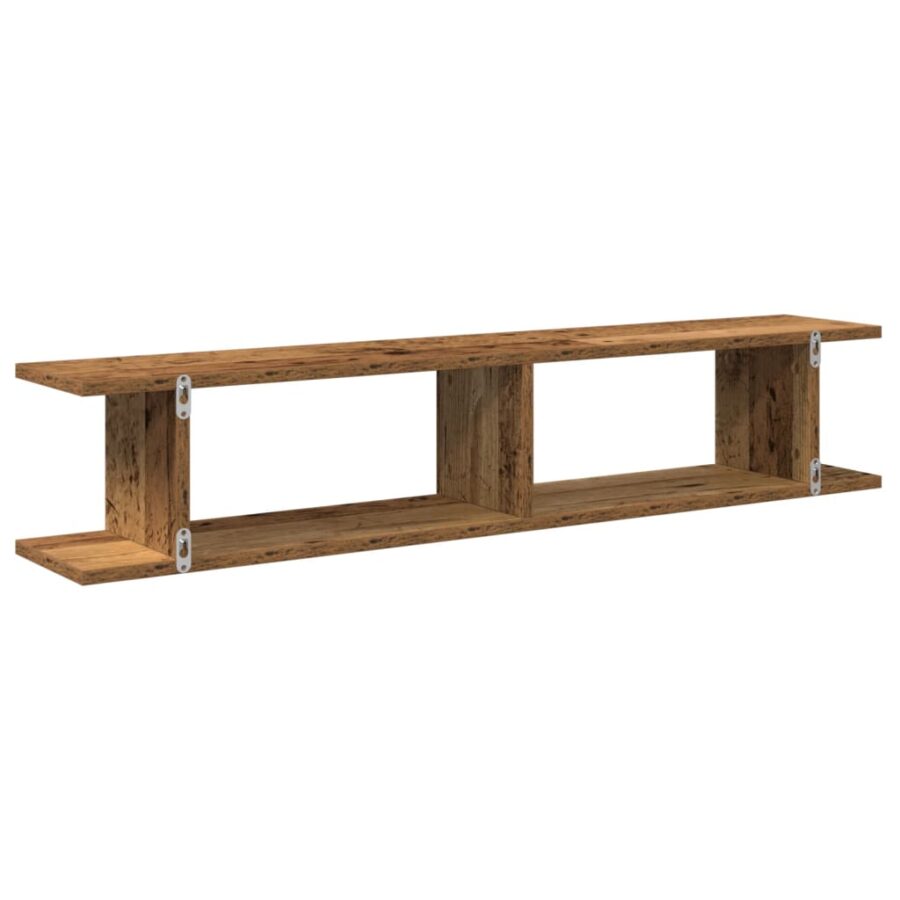 Wandschappen 2 st 105x18x20 cm bewerkt hout oud houtkleurig - Afbeelding 7