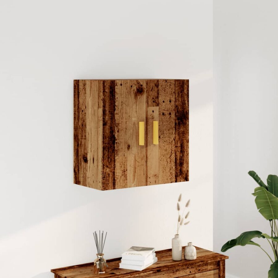 Wandkast 60x31x60 cm bewerkt hout oud houtkleurig - Afbeelding 3